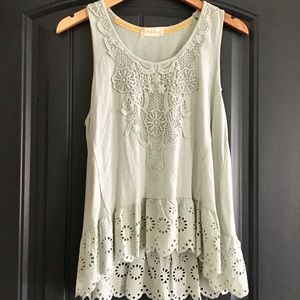 Hippie boho eyelet tank, peplum